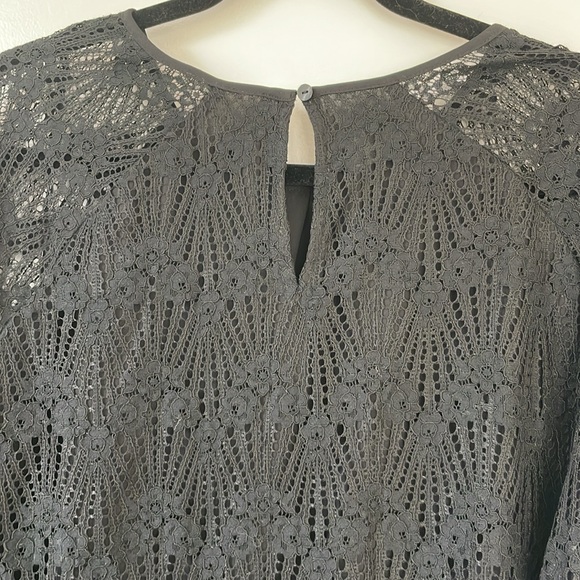 Ann Taylor factory size XL black lace top lined with ruffle sleeve cuff. - Picture 7 of 9
